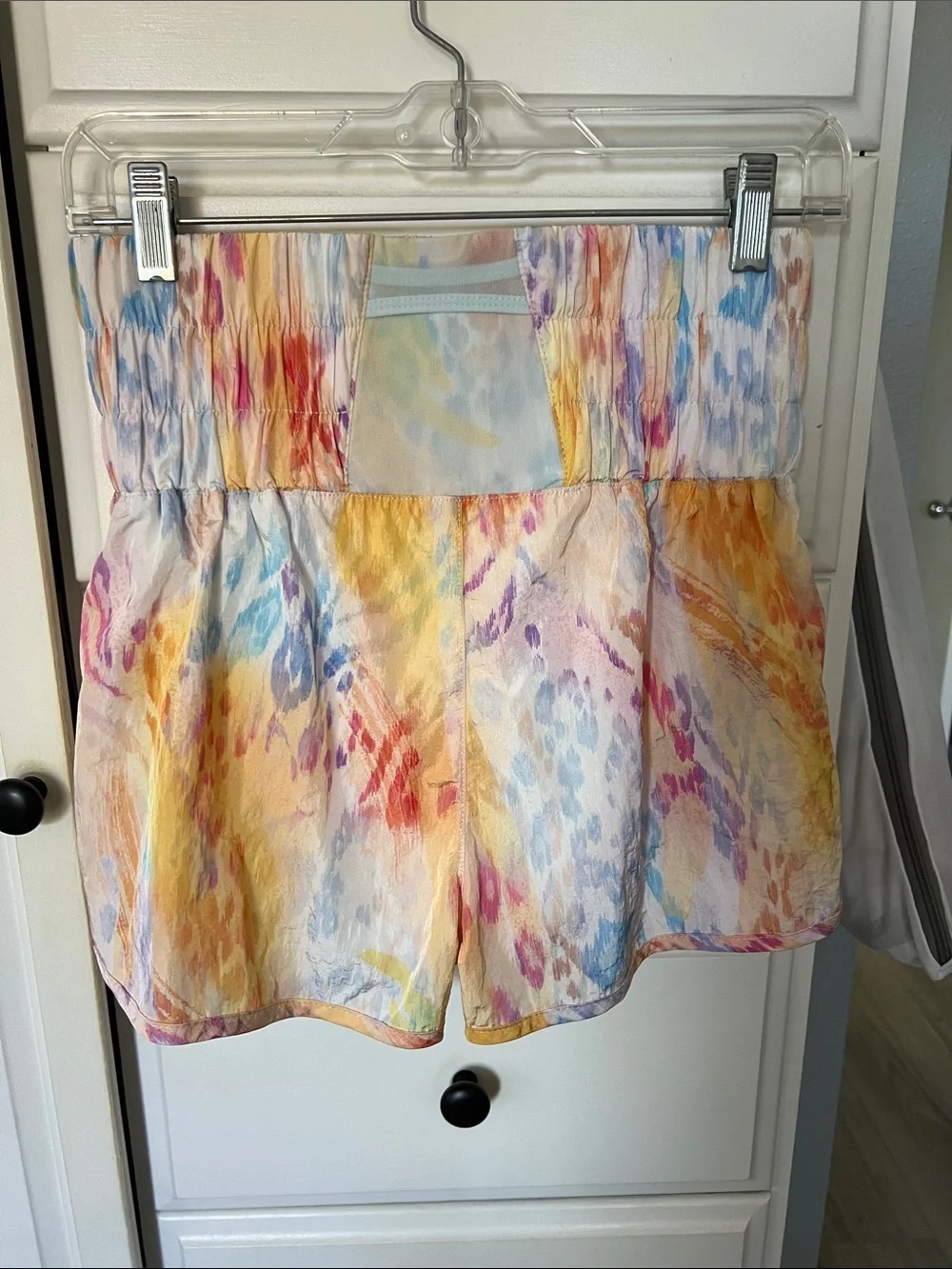 Free people Colorful Watercolor Print Smocked Shorts